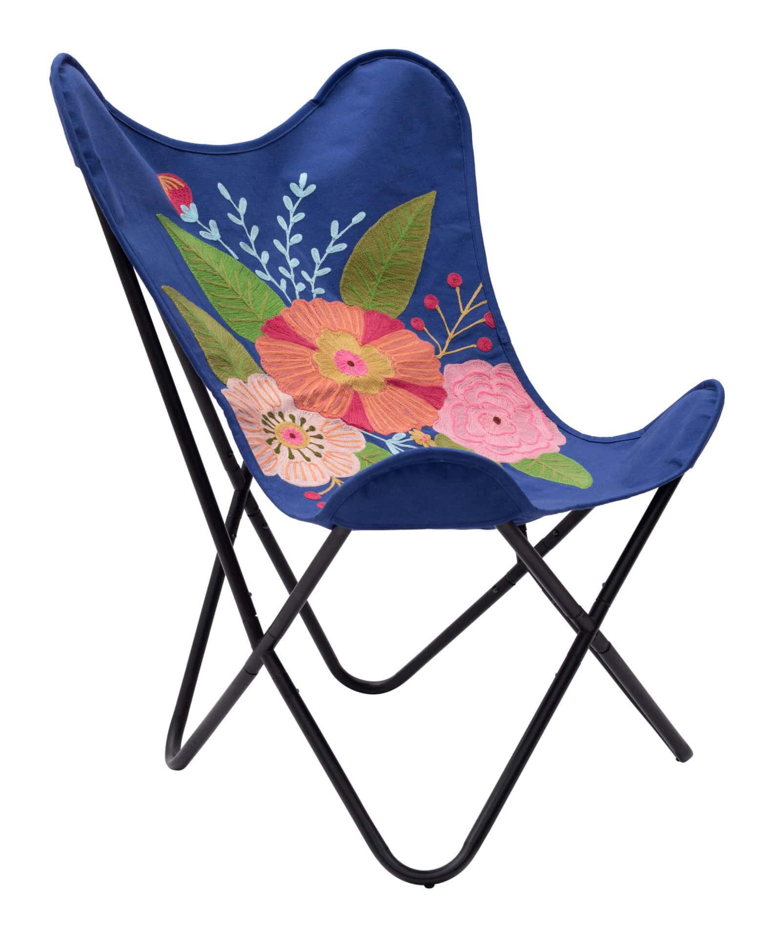 Multicolor Boho Accent Chair with Steel Frame and Cotton Seat 1 Multicolor Boho Accent Chair with Steel Frame and Cotton Seat