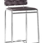 Espresso Faux Leather Counter Stools with Chrome Legs (Set of 2)