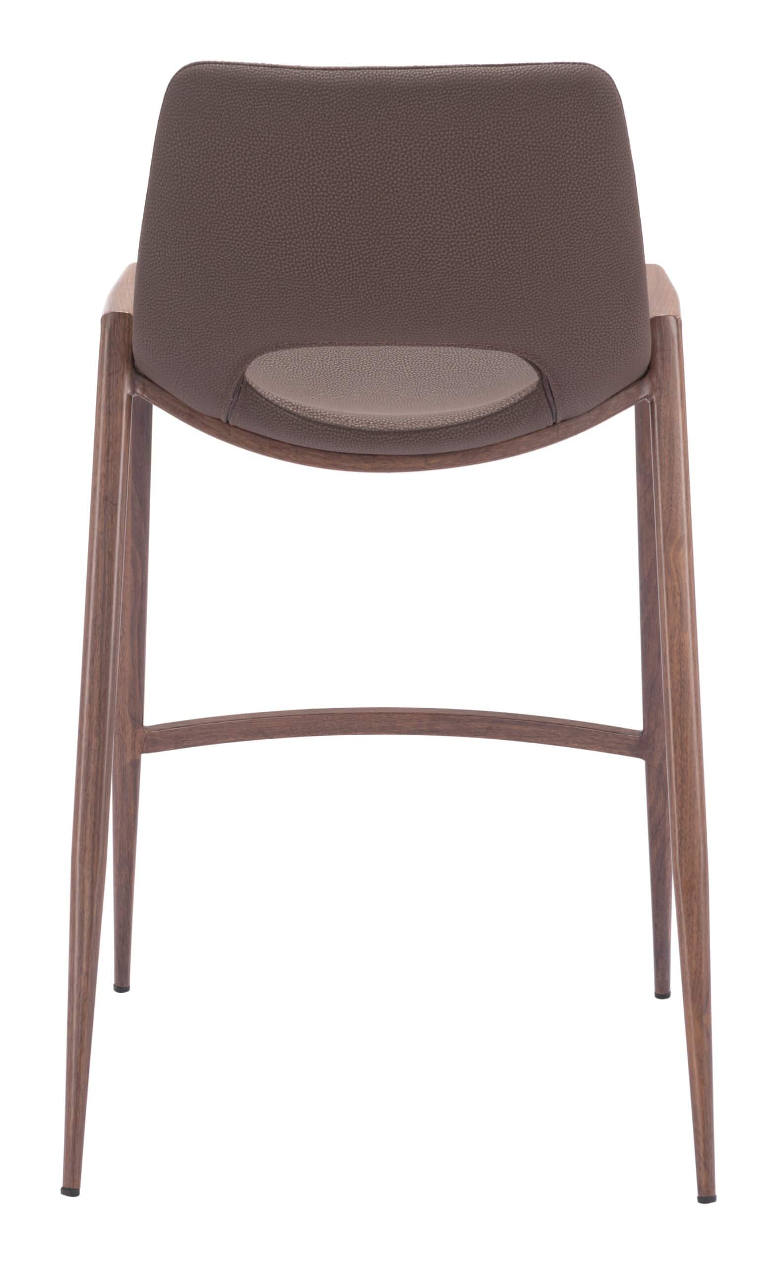Mid-Century Modern Counter Stool Brown with Walnut Legs (Set of 2)