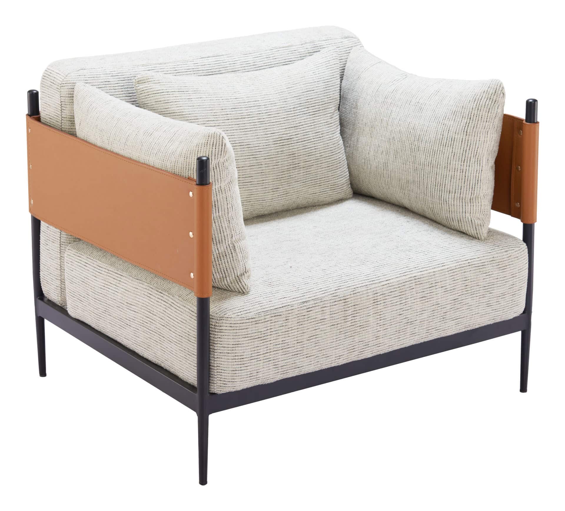 Industrial Gray Armchair with Steel Frame and Fabric Cushions 8 Industrial Gray Armchair with Steel Frame and Fabric Cushions - Image 8