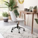White Mid-Century Modern Office Chair with Adjustable Height and Wheels 11 White Mid-Century Modern Office Chair with Adjustable Height and Wheels