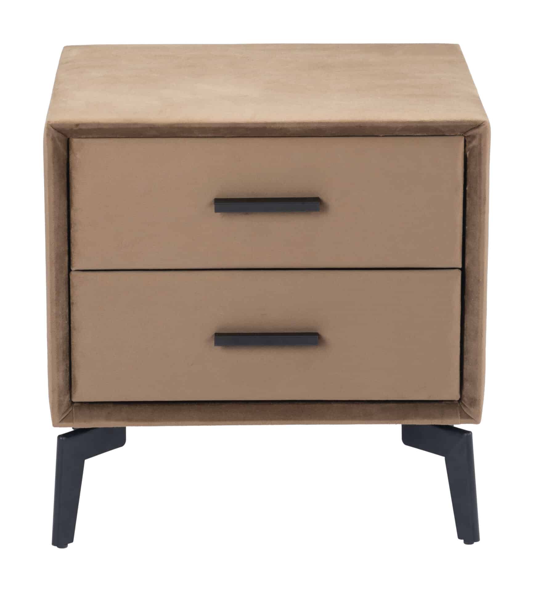 Modern Brown Side Table with Two Drawers and Steel Frame 4 Modern Brown Side Table with Two Drawers and Steel Frame - Image 4