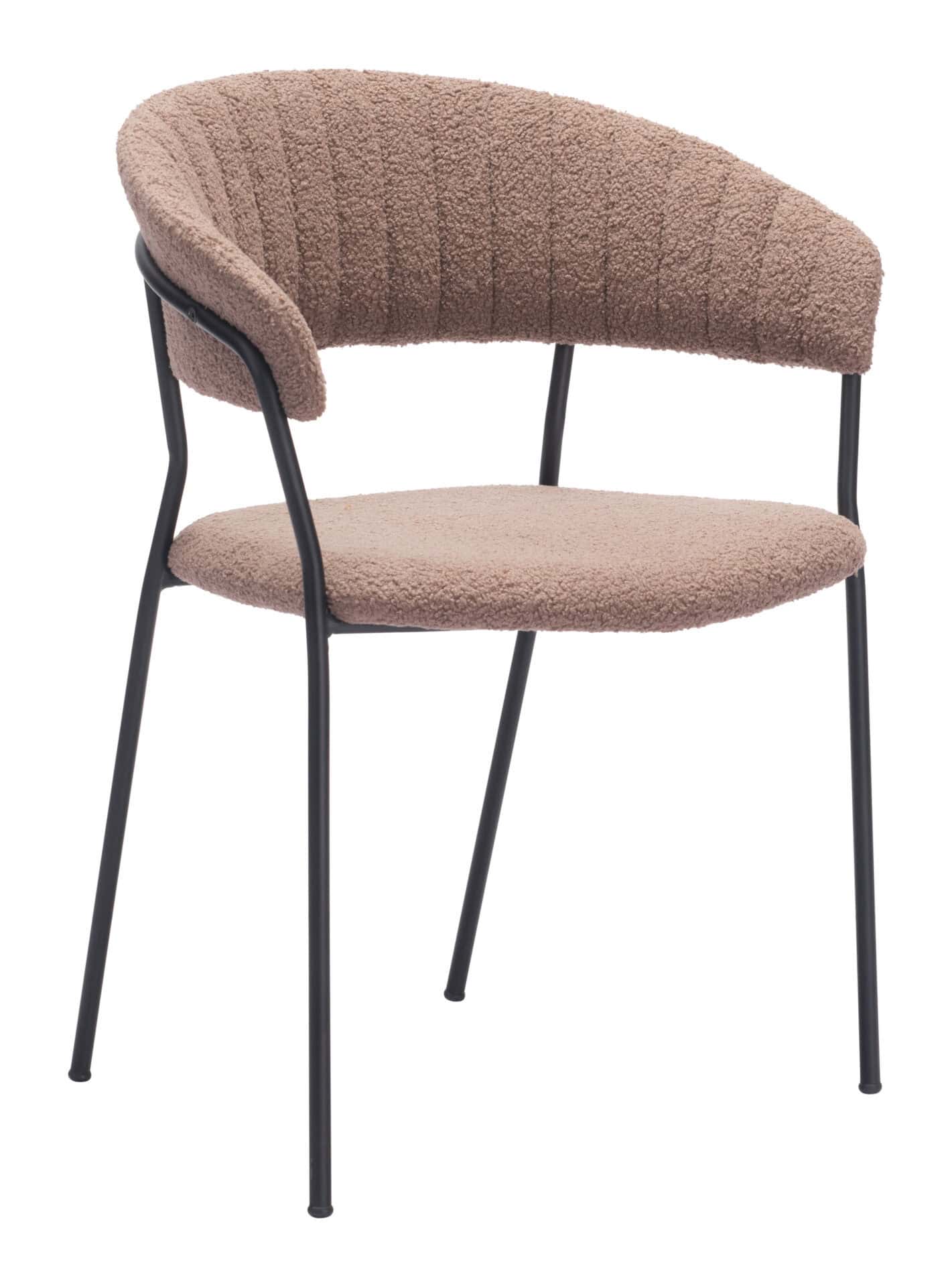 Mid-Century Modern Shearling Dining Chair with Armrests Brown (Set of 2) 4 Mid-Century Modern Shearling Dining Chair with Armrests Brown (Set of 2) - Image 4