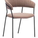 Mid-Century Modern Shearling Dining Chair with Armrests Brown (Set of 2) 14 Mid-Century Modern Shearling Dining Chair with Armrests Brown (Set of 2)