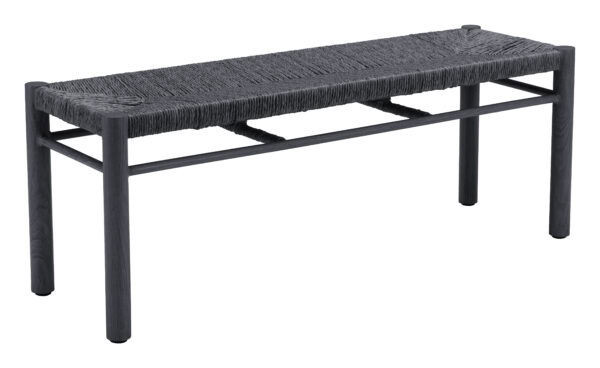 Modern Black Aluminum Bench with Faux Wood Frame