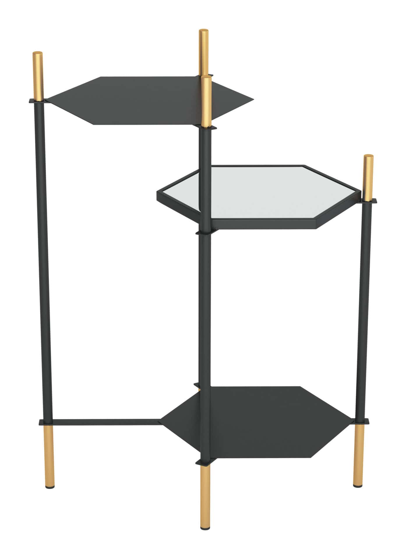 Hexagonal Black and Gold Side Table with Triple Storage Space 3 Hexagonal Black and Gold Side Table with Triple Storage Space - Image 3