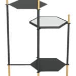 Hexagonal Black and Gold Side Table with Triple Storage Space 12 Hexagonal Black and Gold Side Table with Triple Storage Space