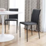 Gray Tufted Dining Chair with Steel Base and Diamond Pattern (Set of 2) 11 Gray Tufted Dining Chair with Steel Base and Diamond Pattern (Set of 2)