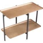 Urban Industrial Brass Coffee Table with Dual-Tier Shelf Design 13 Urban Industrial Brass Coffee Table with Dual-Tier Shelf Design