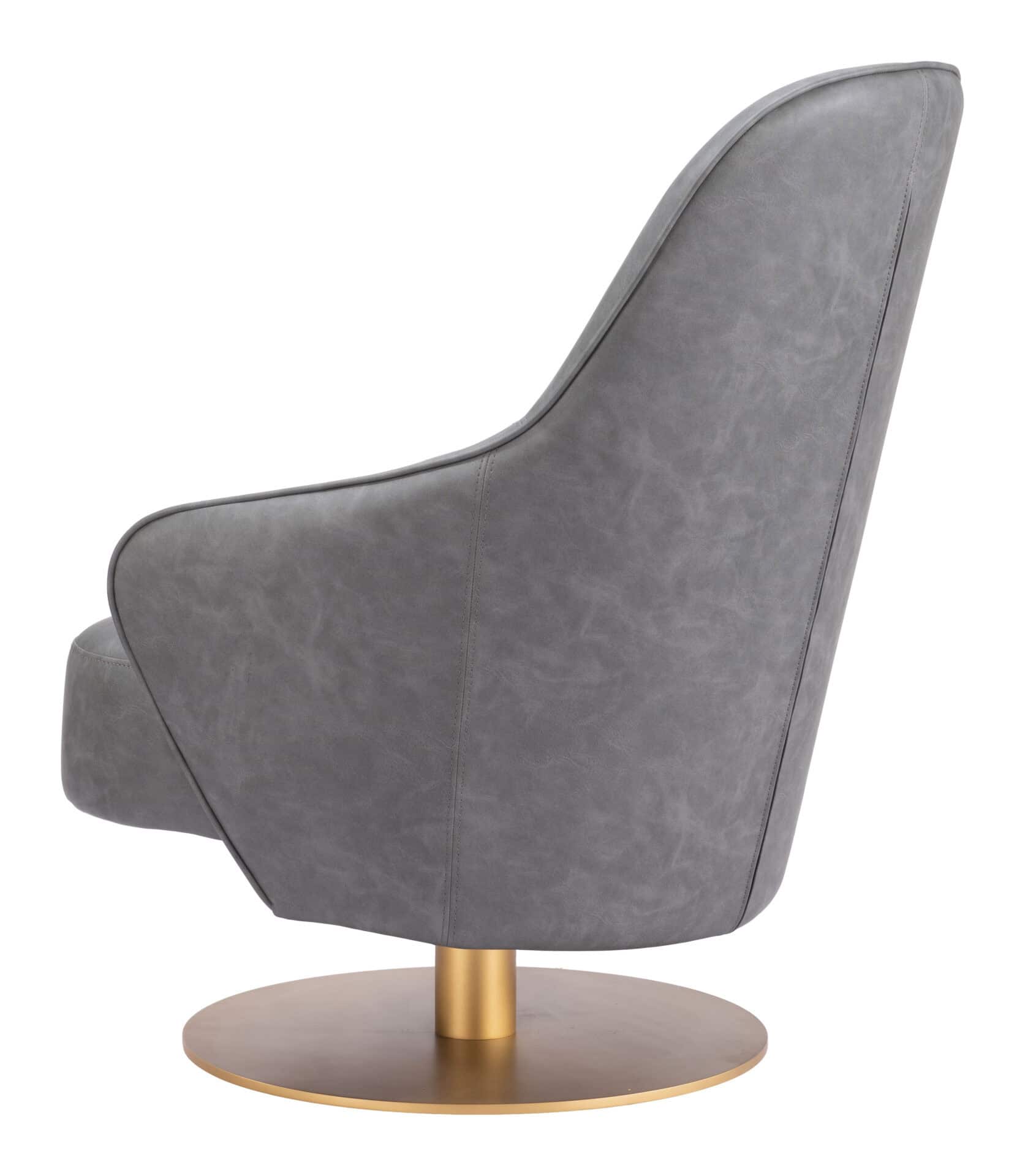 Gray Swivel Accent Chair with Faux Leather and Armrest Support 5 Gray Swivel Accent Chair with Faux Leather and Armrest Support - Image 5
