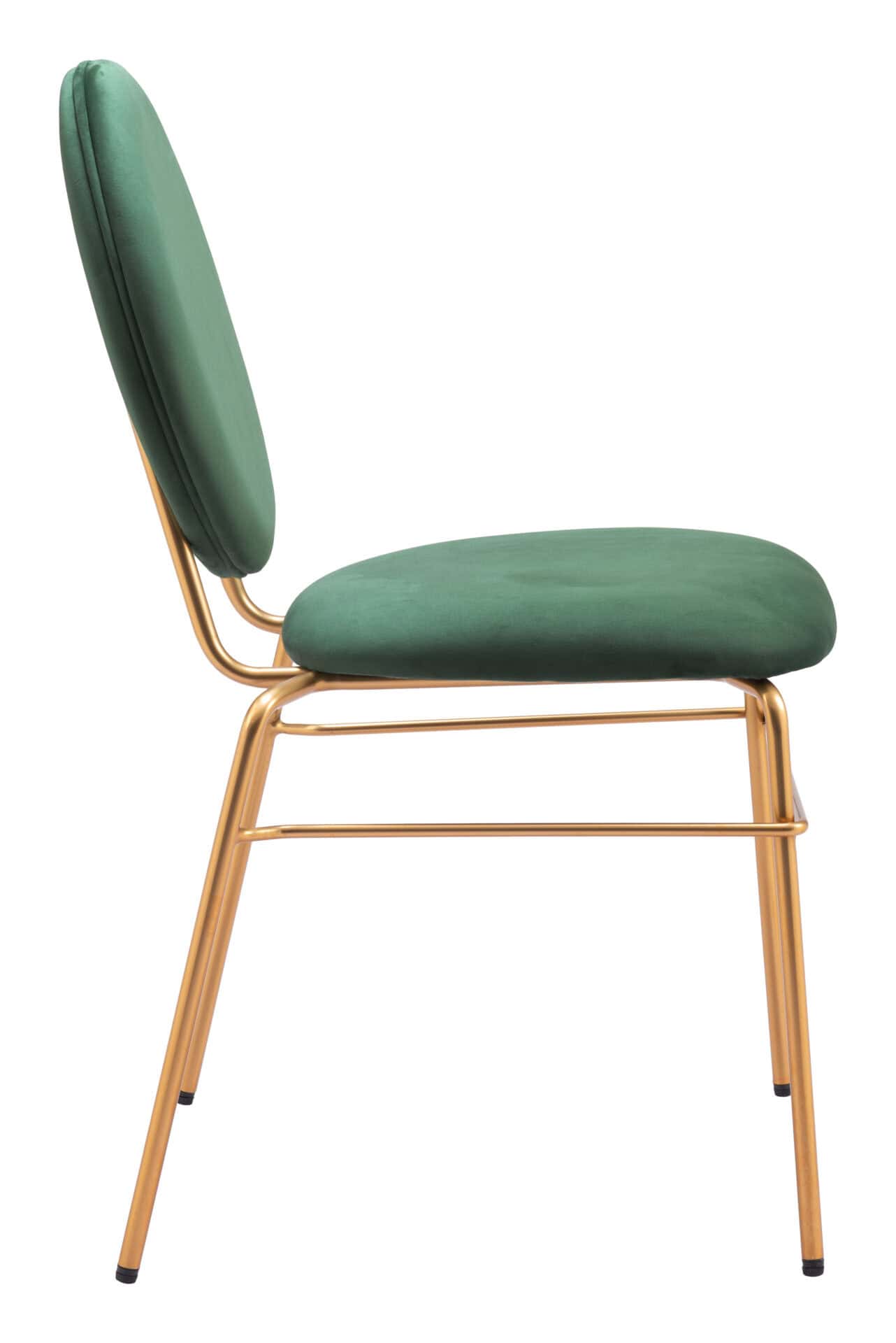 Green Velvet Counter Stool with Gold Legs and Footrest (Set of 2) 4 Green Velvet Counter Stool with Gold Legs and Footrest (Set of 2) - Image 4