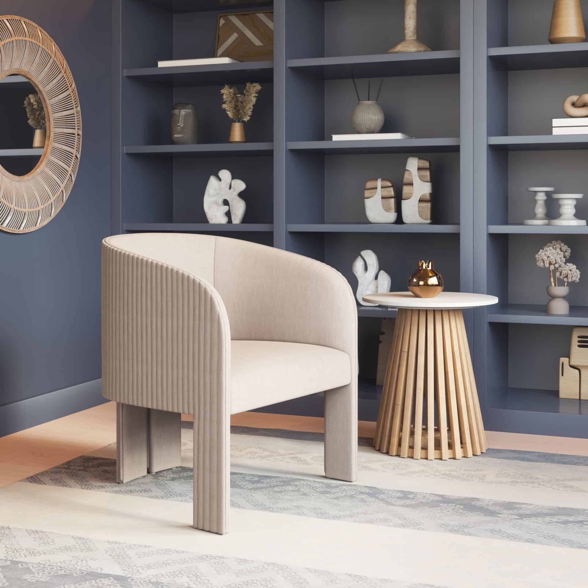 Beige Accent Chair with Durable Polyester Fabric and Armrest Support 1 Beige Accent Chair with Durable Polyester Fabric and Armrest Support