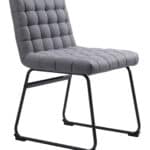 Modern Gray Dining Chairs with Tufted Upholstery and Steel Legs (Set of 2)