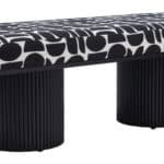 Modern Black & White Bench with Wood Legs and Fabric Top