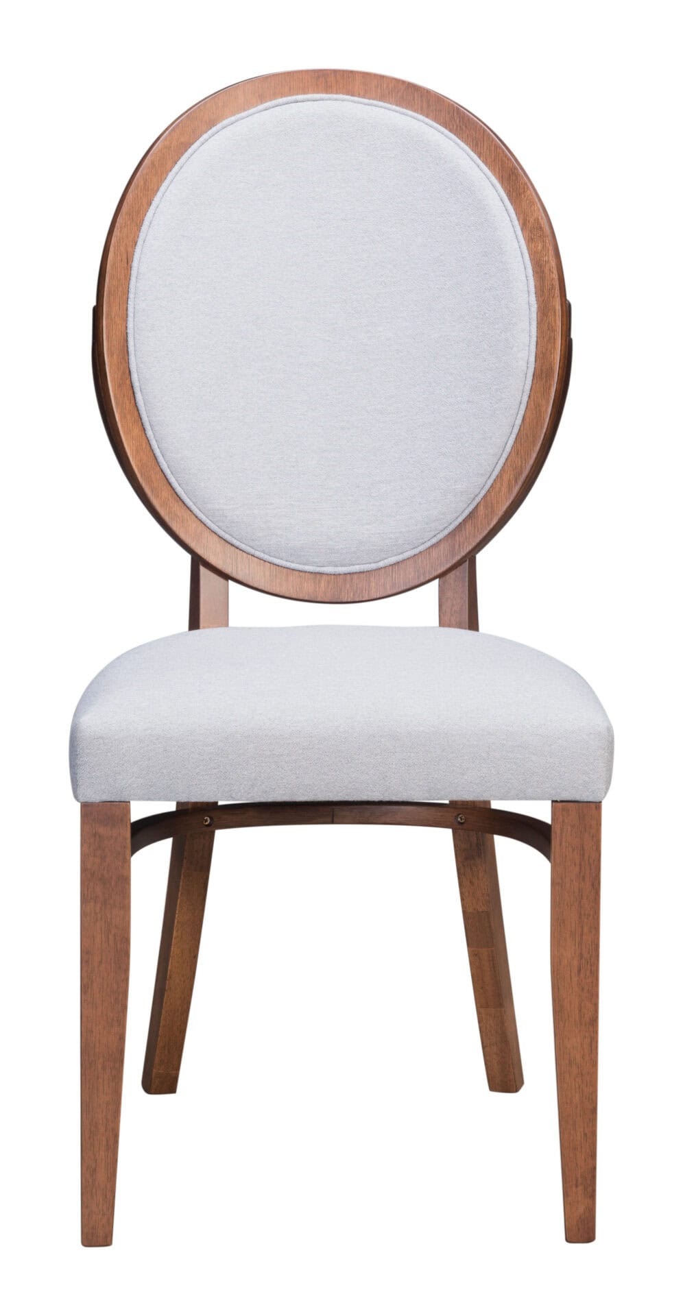 Modern Walnut Dining Chair with Light Gray Upholstery (Set of 2) 4 Modern Walnut Dining Chair with Light Gray Upholstery (Set of 2) - Image 4