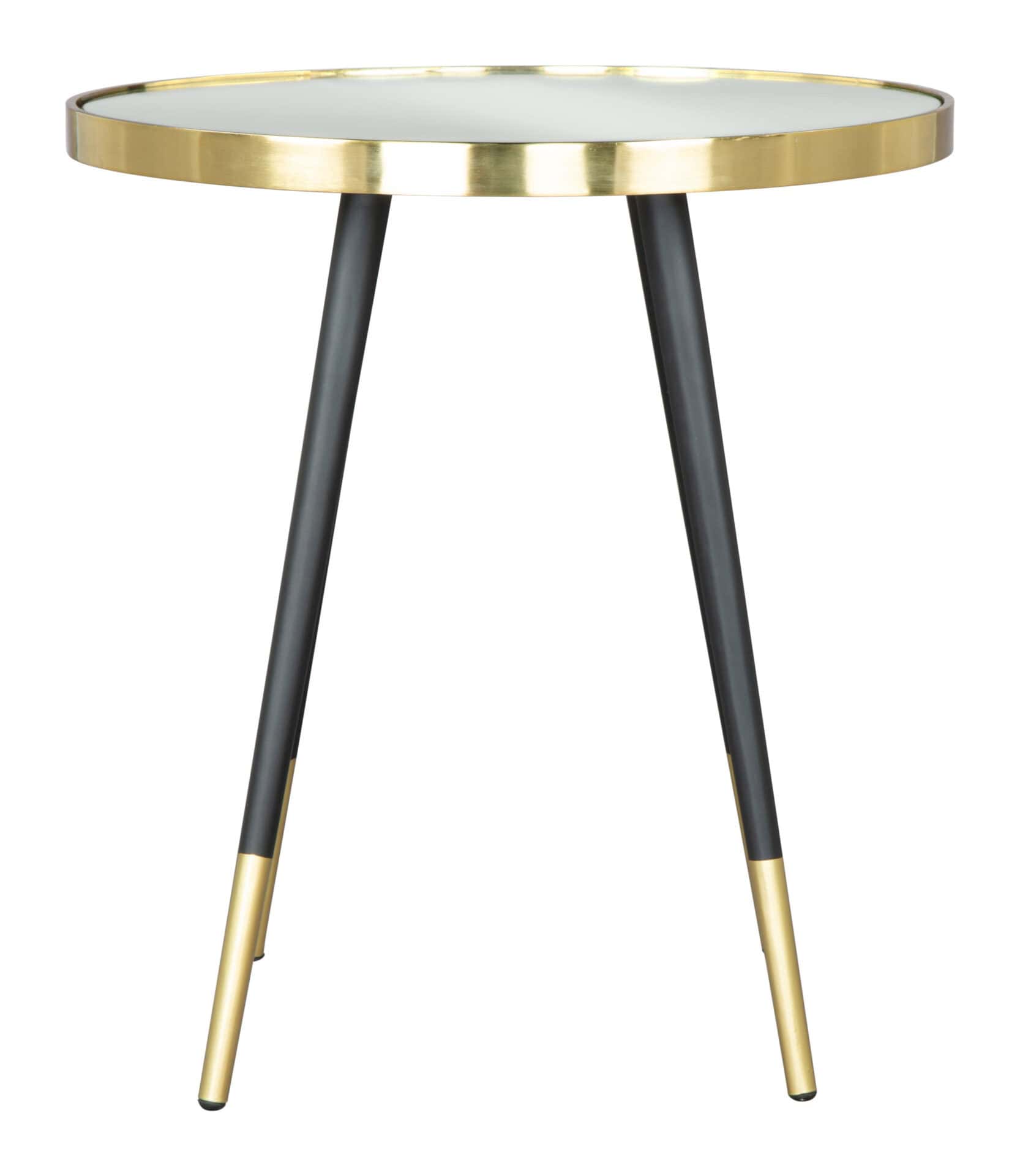 Gold & Black Round Side Table with Mirror Top 3 Gold & Black Round Side Table with Mirror Top - Image 3