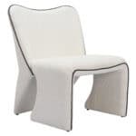Ivory Accent Chair with Steel Frame and Boucle-Like Fabric 13 Ivory Accent Chair with Steel Frame and Boucle-Like Fabric