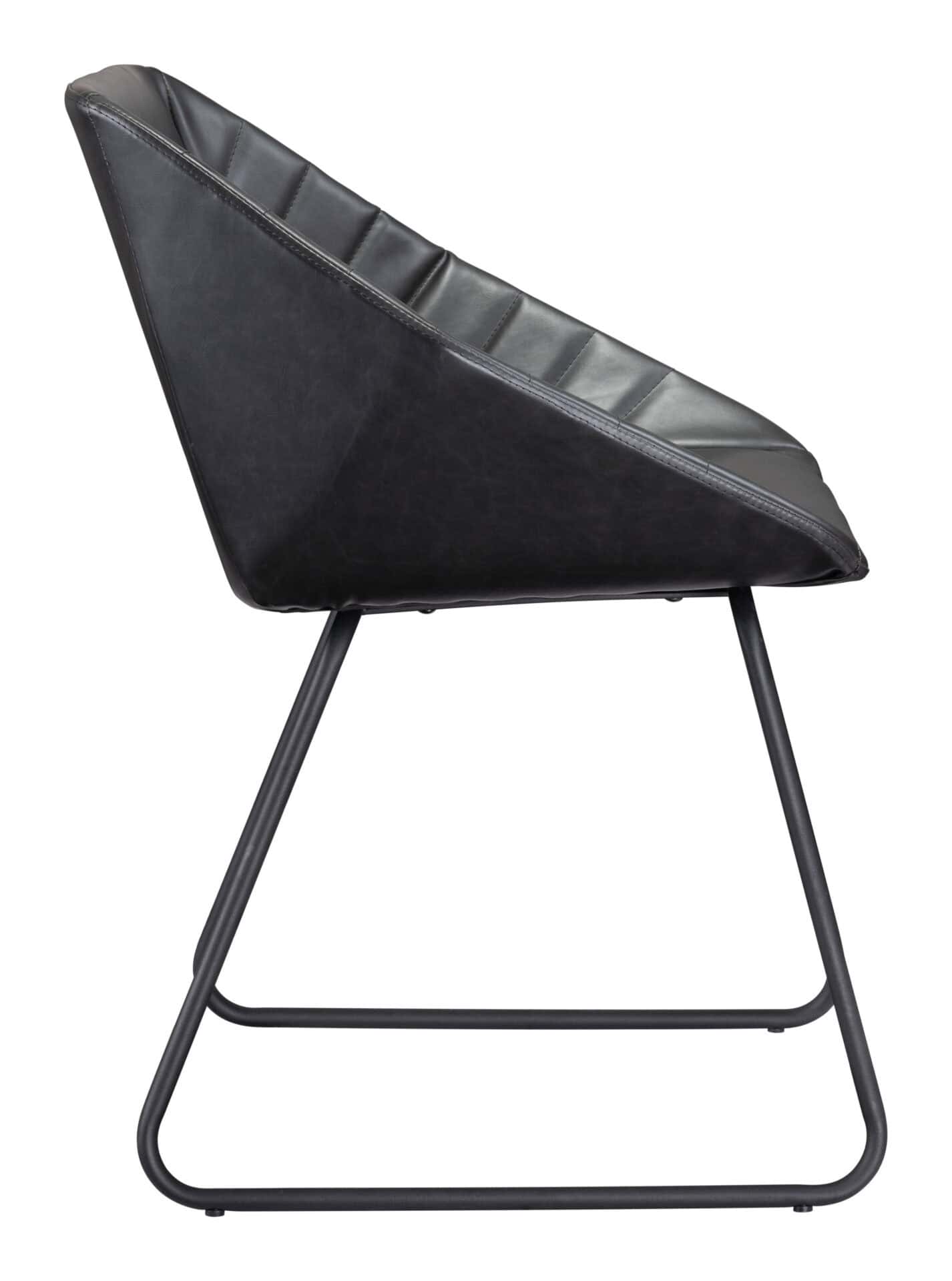 Modern Black Vinyl Dining Chair with Steel Legs (Set of 2) 3 Modern Black Vinyl Dining Chair with Steel Legs (Set of 2) - Image 3