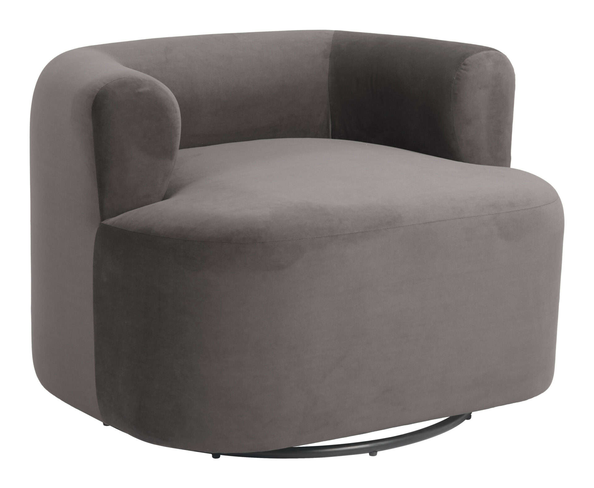Gray Swivel Chair with Velvet Fabric and Armrest Support 6 Gray Swivel Chair with Velvet Fabric and Armrest Support - Image 6