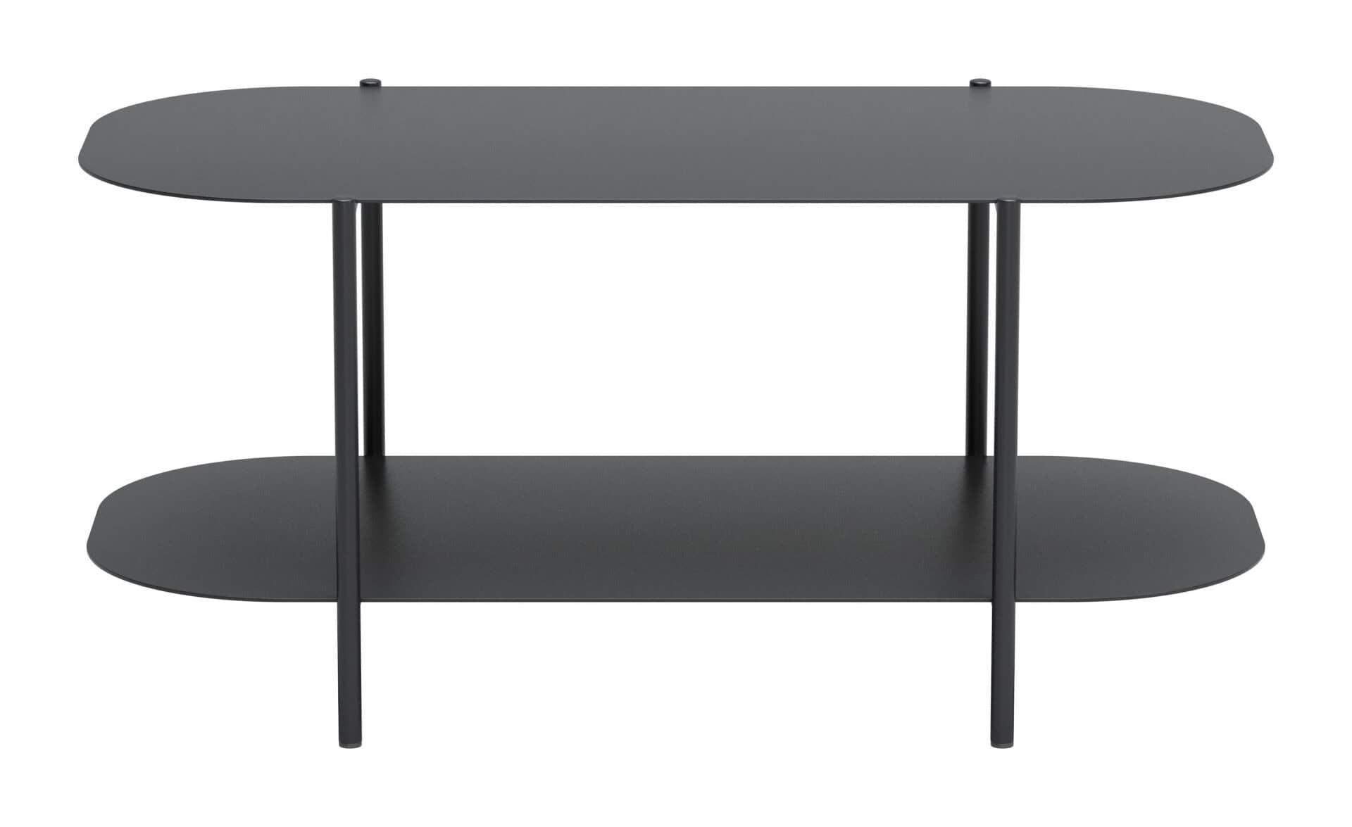Modern Black Oval Coffee Table with Two-Tier Shelves 4 Modern Black Oval Coffee Table with Two-Tier Shelves - Image 4