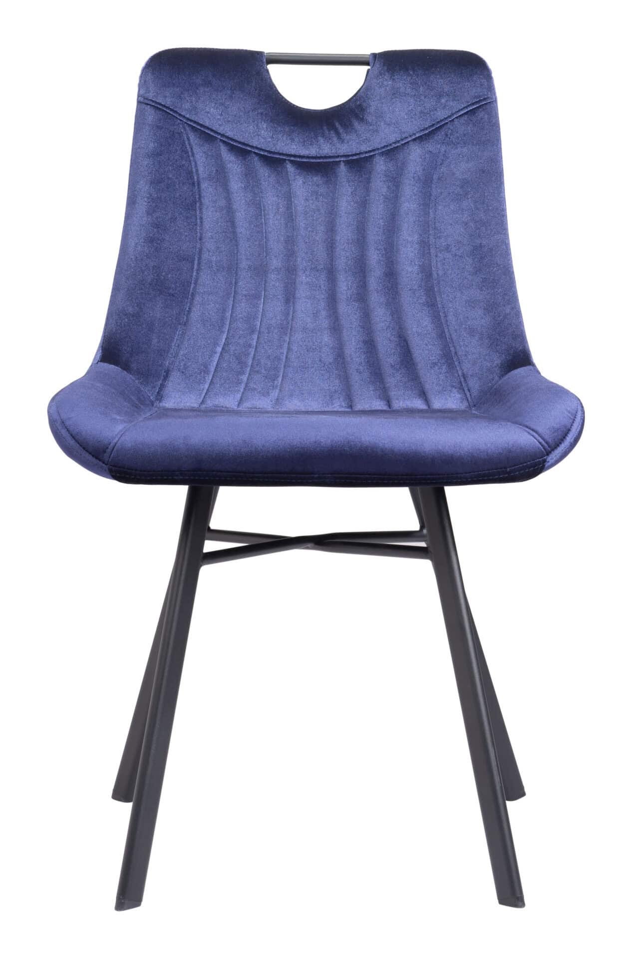 Blue Velvet Dining Chairs with Steel Frame and Tufted Seat (Set of 2) 5 Blue Velvet Dining Chairs with Steel Frame and Tufted Seat (Set of 2) - Image 5