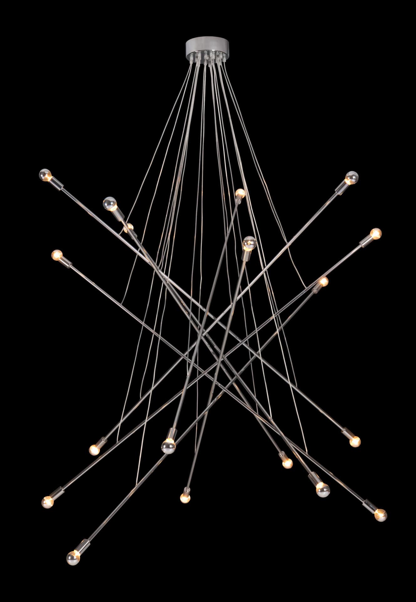Modern Chrome Ceiling Lamp with Elegant Criss-Cross Design and Bulbs 3 Modern Chrome Ceiling Lamp with Elegant Criss-Cross Design and Bulbs - Image 3