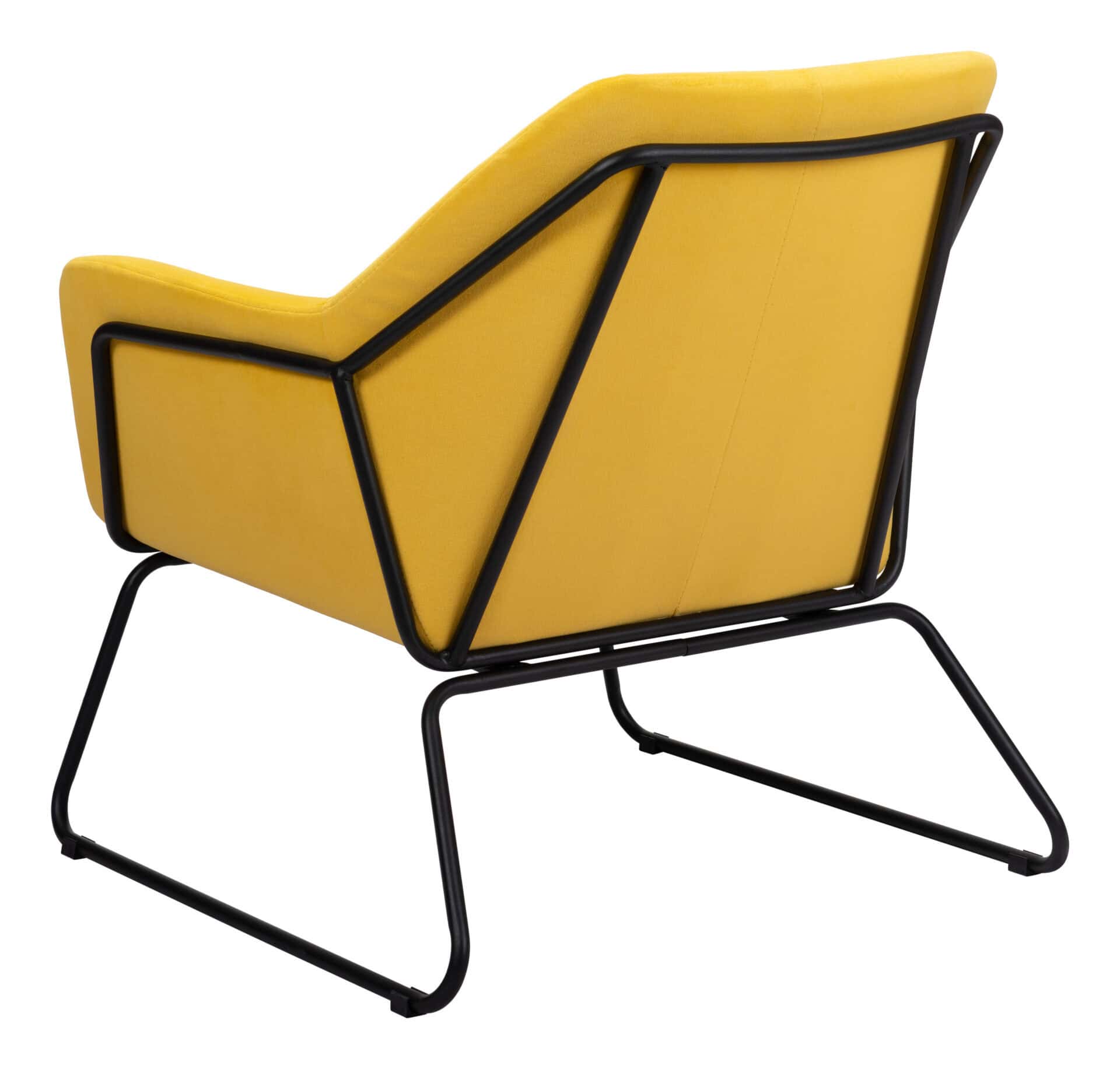 Yellow Velvet Accent Chair with Powder Coated Steel Legs 6 Yellow Velvet Accent Chair with Powder Coated Steel Legs - Image 6