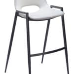 White Faux Leather Barstool with Armrest and Footrest (Set of 2)