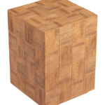 Natural Finish Faux Wood Metal Square Side Table 10 Natural Finish Faux Wood Metal Square Side Table