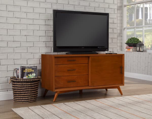 Mid Century Modern Mahogany TV Console Acorn Finish