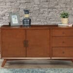 Mid Century Modern Acorn Mahogany Sideboard with Adjustable Shelves