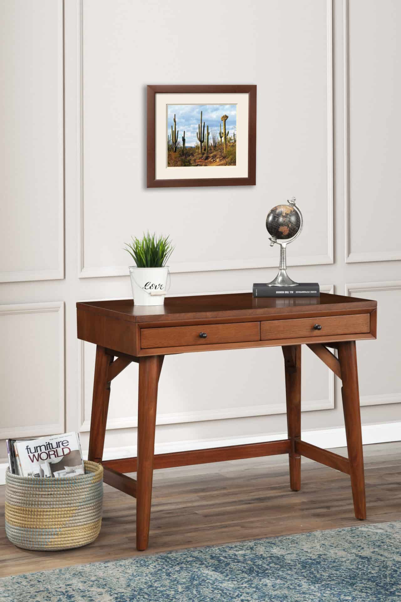 Acorn Mid Century Modern Mahogany Desk With Two Drawers 1 Acorn Mid Century Modern Mahogany Desk With Two Drawers