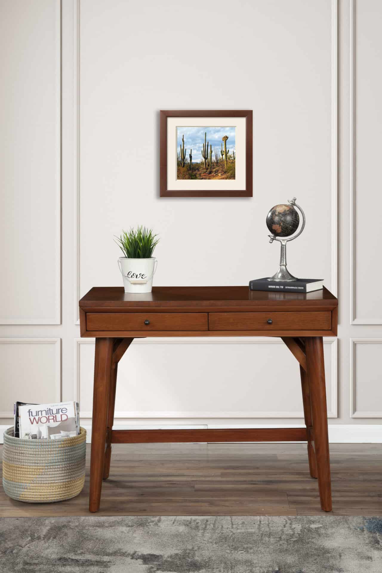Acorn Mid Century Modern Mahogany Desk With Two Drawers 2 Acorn Mid Century Modern Mahogany Desk With Two Drawers - Image 2