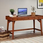 Mid Century Mahogany Desk Acorn Finish With Three Drawers