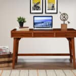 Mid Century Mahogany Desk Acorn Finish With Three Drawers