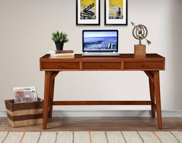 Mid Century Mahogany Desk Acorn Finish With Three Drawers