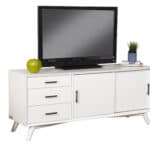 Mid Century Modern White TV Console Mahogany and Okoume Veneer 10 Mid Century Modern White TV Console Mahogany and Okoume Veneer