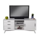 Mid Century Modern White TV Console Mahogany and Okoume Veneer 12 Mid Century Modern White TV Console Mahogany and Okoume Veneer