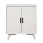 White Mahogany Bar Cabinet with Mid Century Modern Accents