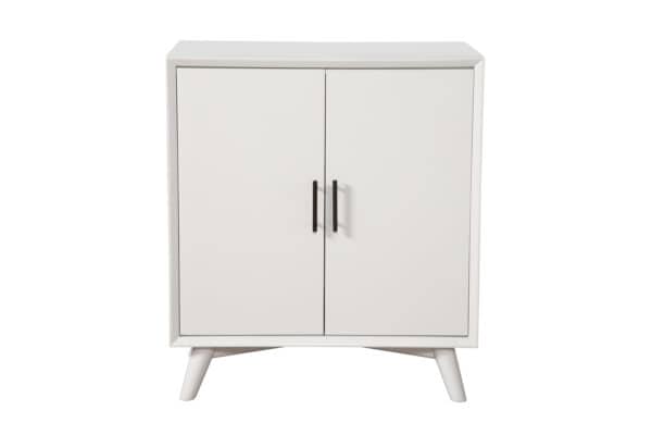 White Mahogany Bar Cabinet with Mid Century Modern Accents