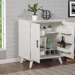 White Mahogany Bar Cabinet with Mid Century Modern Accents
