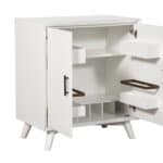 White Mahogany Bar Cabinet with Mid Century Modern Accents