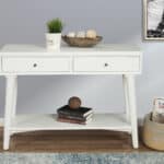 White Mid Century Modern Mahogany Console Table with Drawers 9 White Mid Century Modern Mahogany Console Table with Drawers