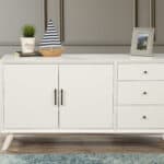 White Mahogany Mid Century Modern Sideboard with Storage
