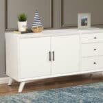 White Mahogany Mid Century Modern Sideboard with Storage