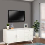 White Mahogany Mid Century Modern Sideboard with Storage