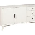 White Mahogany Mid Century Modern Sideboard with Storage