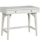 Mid Century Modern White Desk Mahogany Veneer Two Drawers