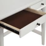Mid Century Modern White Desk Mahogany Veneer Two Drawers
