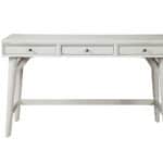 White Mid Century Modern Mahogany Desk with Three Drawers
